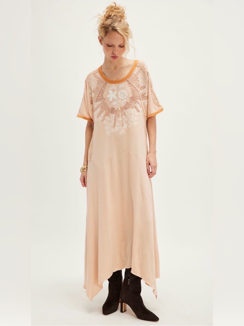 We The Free Bali Lone Ranger Embroidered Maxi Dress in Cream Tan, XL, NWOT
